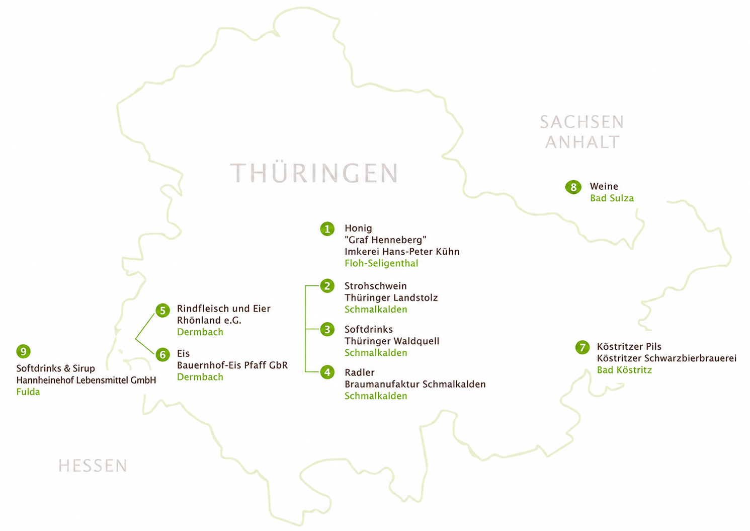 Regionale Lebensmittel Viba Nougat-Welt Landkarte von Thüringen